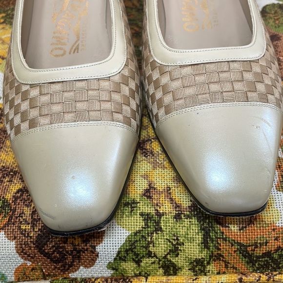 Salvatore Ferragamo Vintage Pumps MARISA CALF Basket Weave Size 7B - Picture 3 of 11